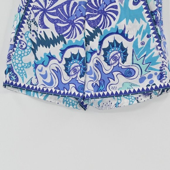 LE SIRENUSE Positano Womens  Blue Mini Geometric Printed Shorts Cotton Size US 6 - Picture 3 of 10